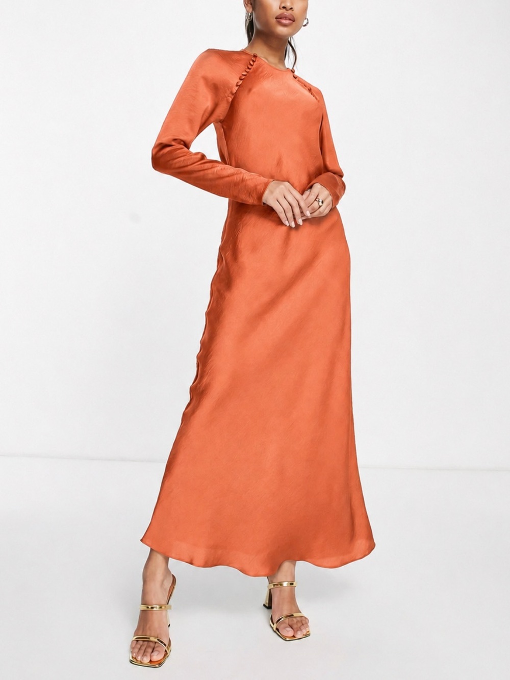 ASOS Long Sleeve Satin Maxi Dress